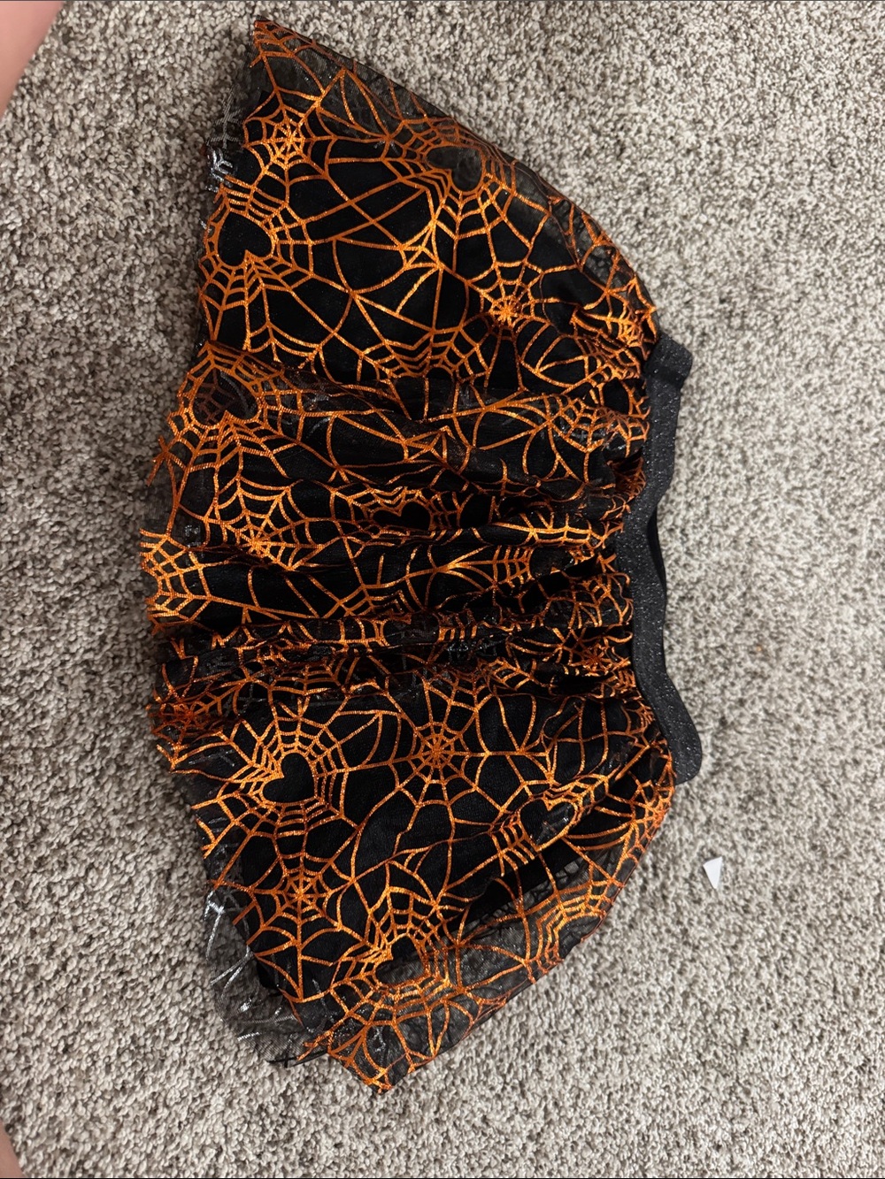 Kids Black and Orange Spiderweb Halloween Skirt